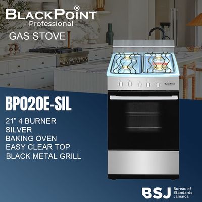BP020E--SIL BLACKPOINT STOVE--4 BUR 21&quot;&quot;-- SIL ST THERMOSTAT REGULAR