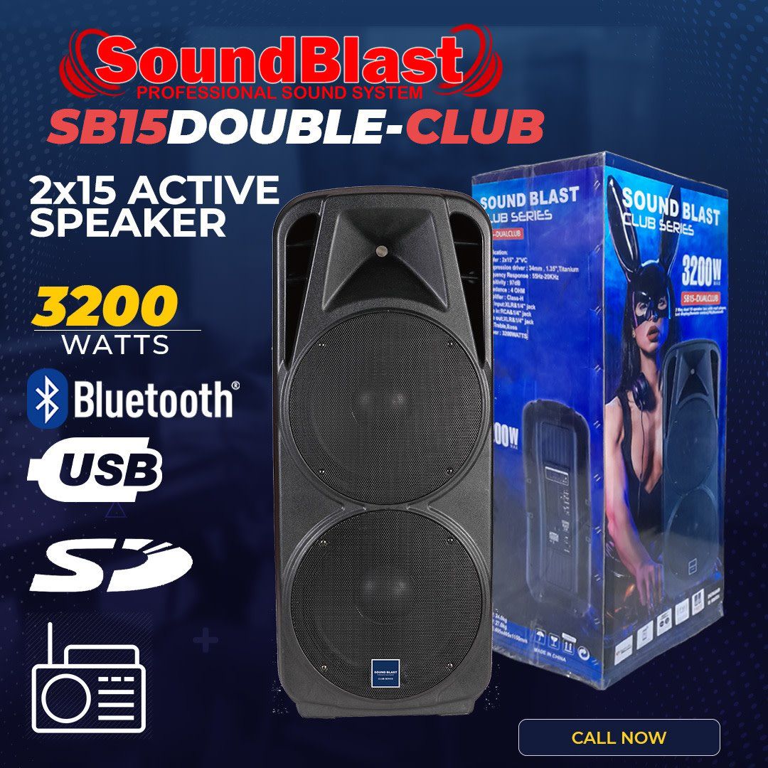 SB15DOUBLE-CLUB SOUND BLAST POWERED 3600 WATTS POWERED SPEAKER