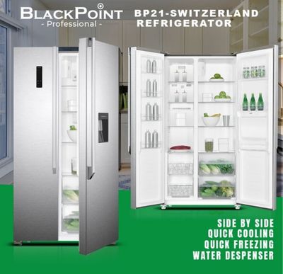 BP22-SWITZERLAND BLACKPOINT FRIDGE -- SIDE BY SIDE -- WATER DISP