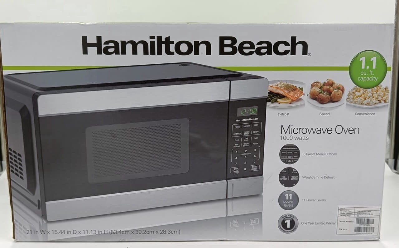 MICROWAVE HAMILTON BEACH 1.1CF HBCMWP11S2-10 STAINLESS STEEL 1000 WATTS