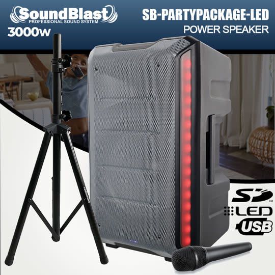 SB-PARTY-PACKAGE-LED 3000W 15&quot; sound blast FREE MIC &amp;  STAND