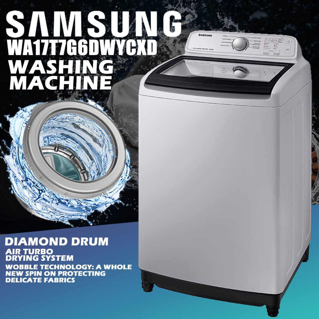 WA17T7G6DWYCXD SAMSUNG 17 KG WASHER // WOBBLE &amp;&amp; INVERTER -- STEEL (ENGLISH)