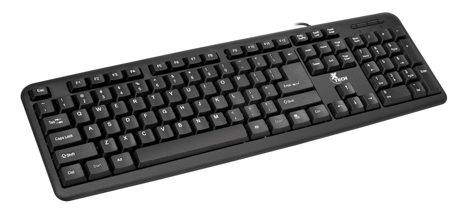 XTK-092E Xtech - Keyboard - Wired - English - USB - Black - Standard