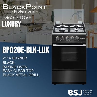 BP020E-BLK-LUXUARY BLACKPOINT STOVE--4 BUR 21""-- BLACK LUXUARY THICKK