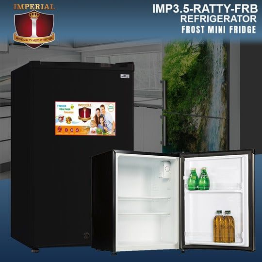 IMP3.5-RATTY-FRB HOTEL IMPERIAL HOTEL FRIDGE -- LOCK &amp; KEY - 3 phoot - RATTY- FROST- BLK
