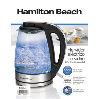 HAMILTON BEACH GLASS ELECTRIC  KETTLE 1.7 40865G