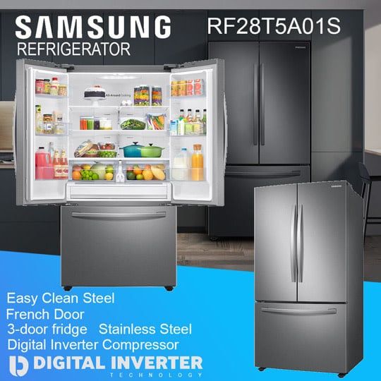 RF28T5A01S9 SAMSUNG 28 CB INVERTER FRIDGE / 3 DOOR FRENCH / INOX STEEL
