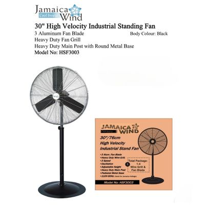 HSF3003 30&quot; HIGH VELOCITY INDUSTRIAL STANDING FAN 3 ALUMINIUM BLADE HEAVY DUTY FAN GRILL