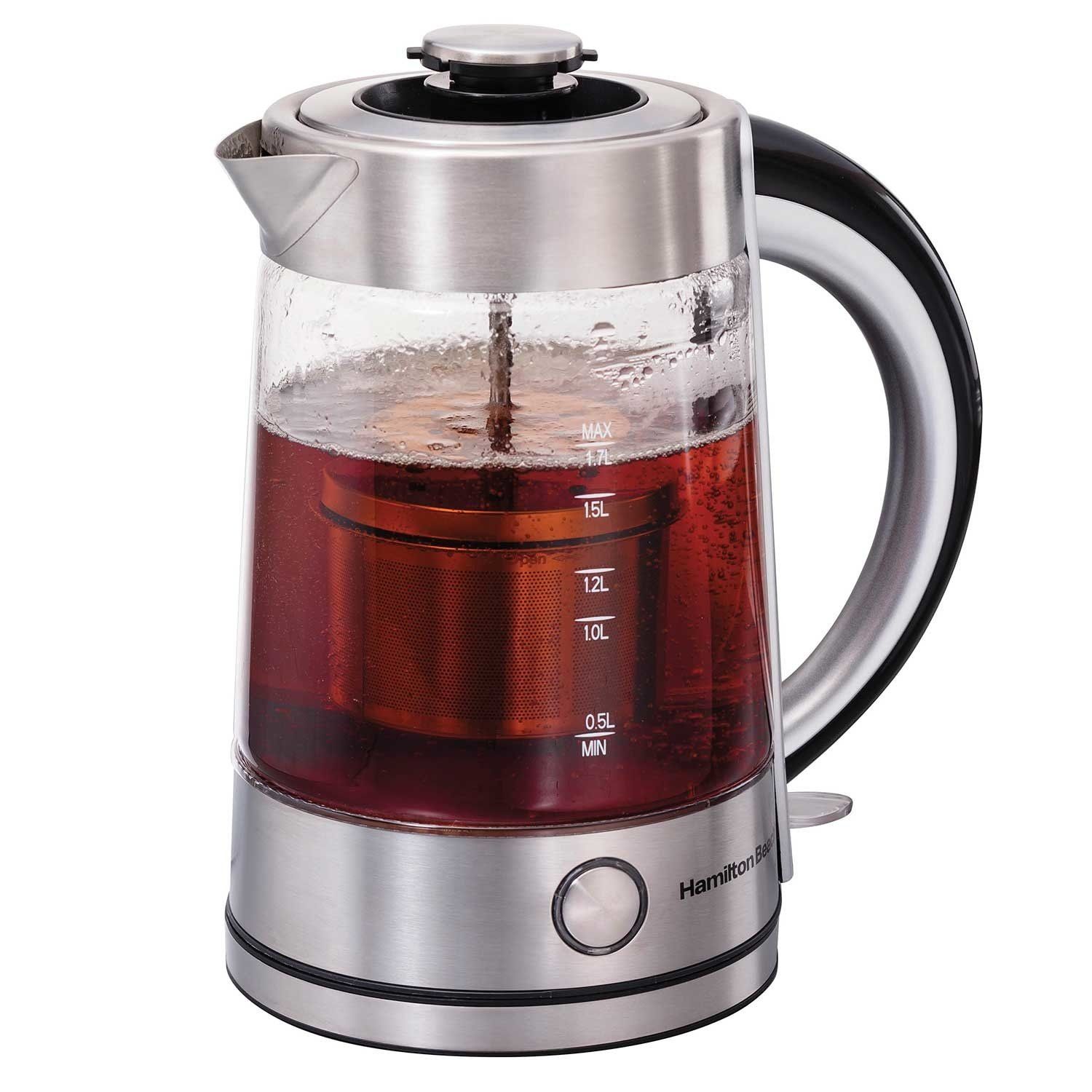 HAMILTON BEACH TEA STEEPING GLASS KETTLE 1.7L 1500 WATTS 40868