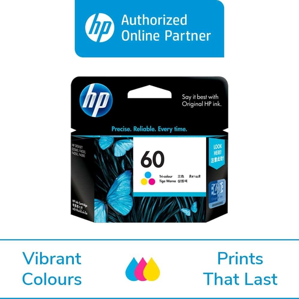 HP 60 - 4 ml - color (cyan, magenta, yellow) - original - ink cartridge - for Deskjet F2430, F4213, F4435, F4580; ENVY 100 D410, 11X D411, 12X; Photosmart C4740, D110