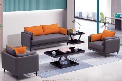 ELEGANT SOFA SET 3+1+1 (GREY &amp; ORANGE)