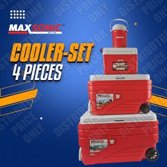 MAXONICS DRINKS COOLER &amp; IGLOO-- SET OF 4