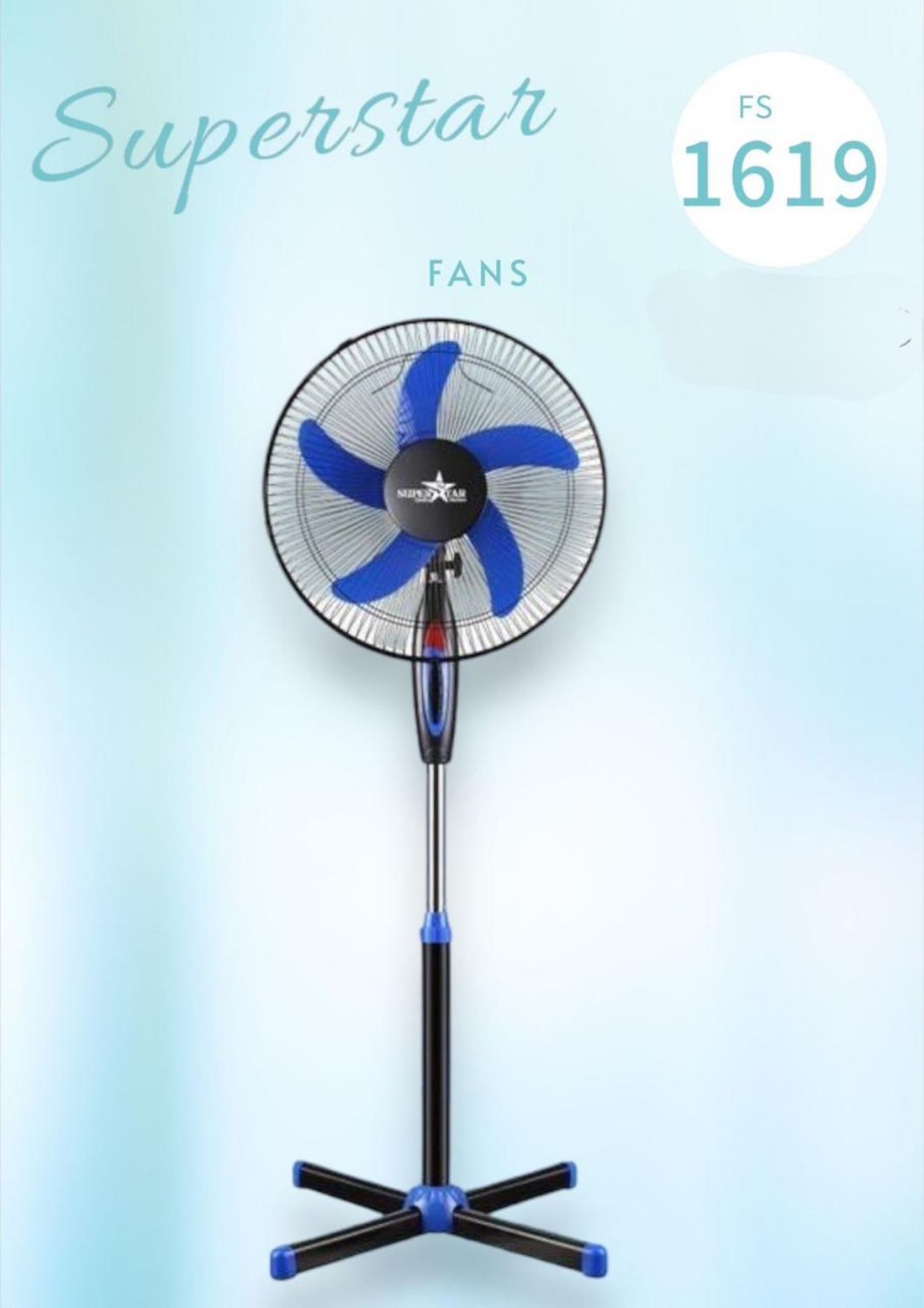 FS-1619 SUPERSTAR 16&quot; STANDING FAN CROSS FOOT 5 BLADE