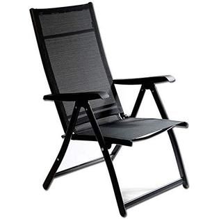 XJ1250 BLACK  CHAIR Patiojoy  Outdoor Foldable Reclining Chair w/Adjustable Backrest &amp; Footrest