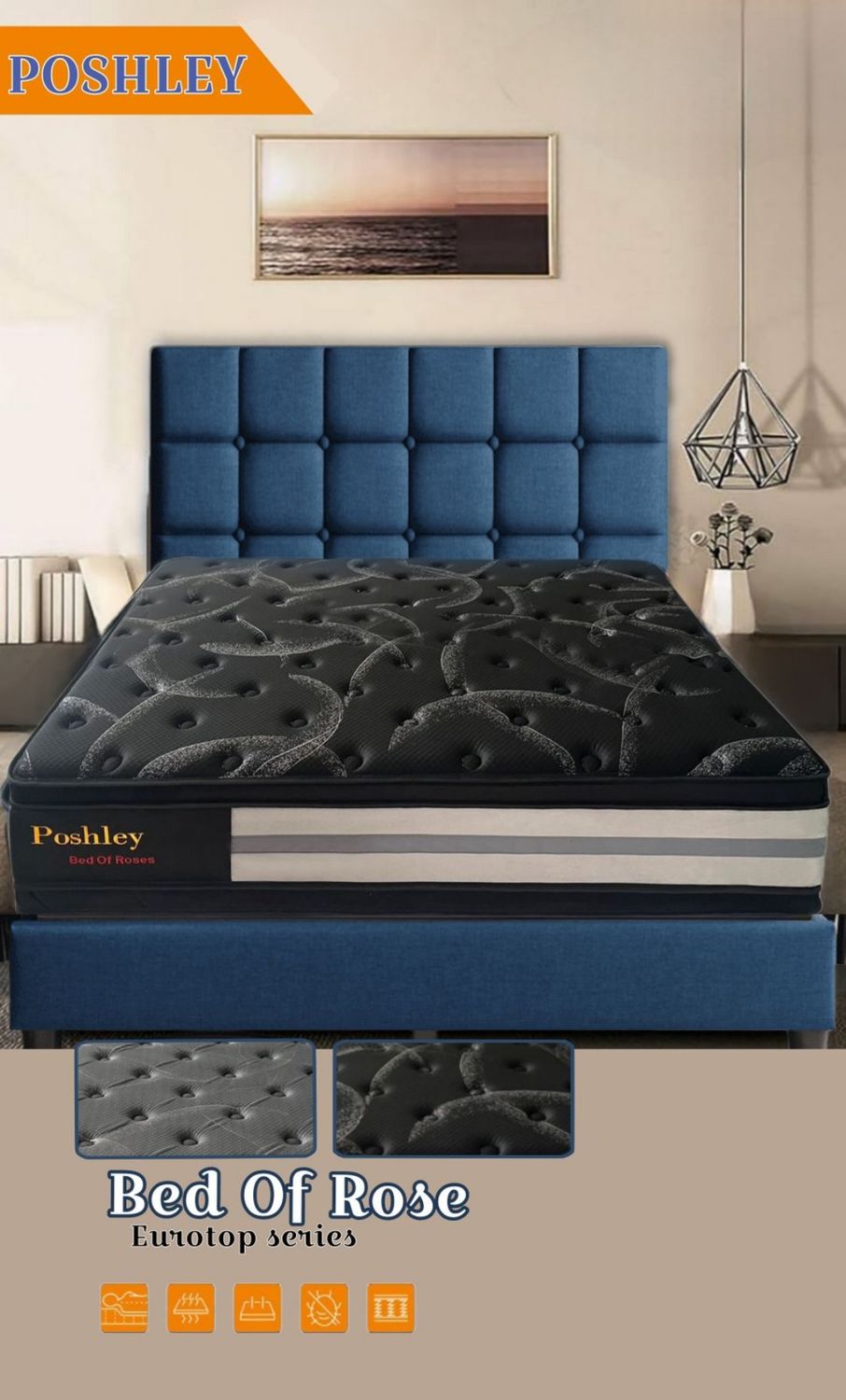POSHLEY BED OF ROSES QUEEN EURO TOP MATRESS