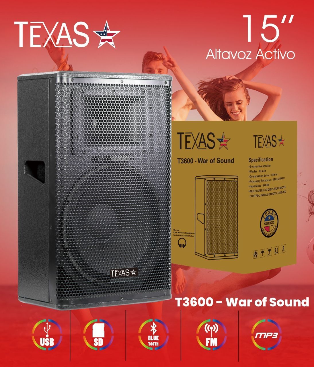 TEXAS T3600 WAR OF SOUND POWERED SPEAKER