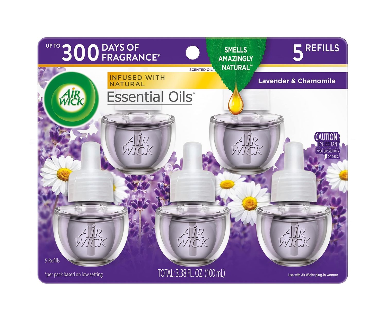 AIR WICK ESSENTIAL OILS 5 REFILLS RECHA RGESLANENDER &amp; CHAMOMILE  100ML