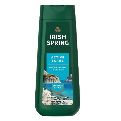 IRISH SPRING ACTIVE SCRUB MOISTURIZING FACE + BODY WASH 591ML