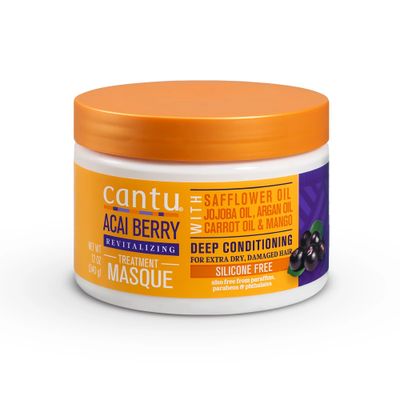 CANTU ACAI BERRY REVITALIZING TREATMENT MASQUE WITH SAFFLOWER OIL, JOJOBA OIL, ARGAN OIL , CARROT OIL &amp; MANGO (SILICONE-FREE) 340g