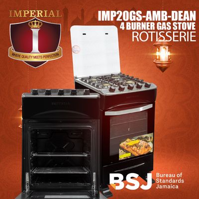 IMP20GS-AMB-DEAN-B IMPERIAL DEAN STOVE --BLK--SUPER HEAVY 4 BUR 20&quot;