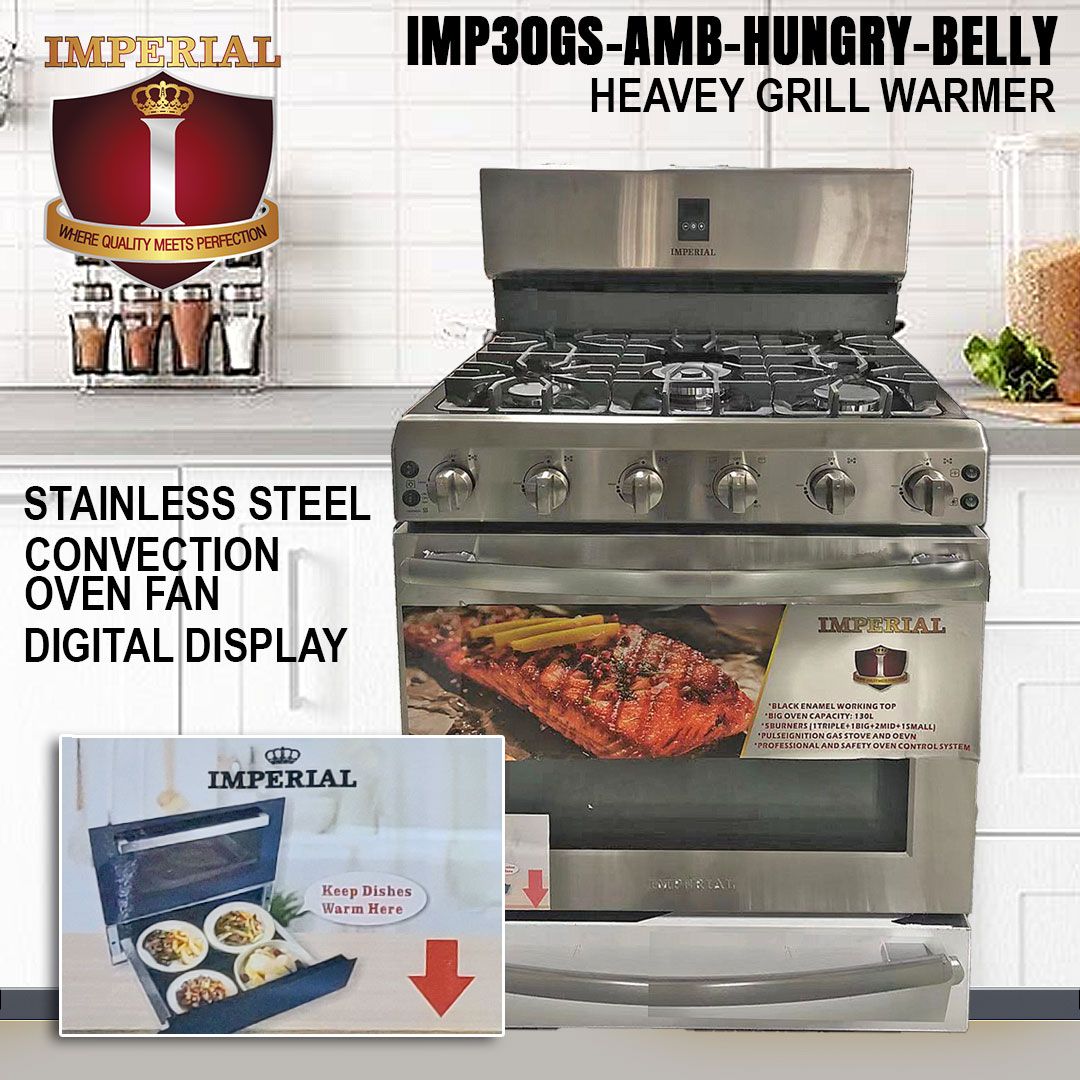 IMP30GS-AMB-HUNGRY BELLY IMPERIAL 5 BURNER STOVE 30&quot; GE TYPE