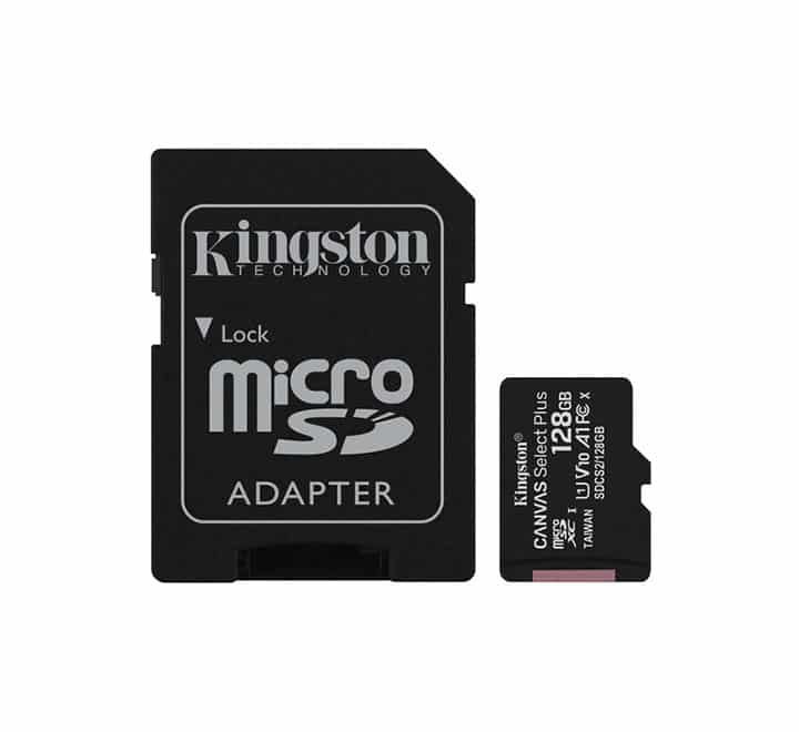 Kingston Canvas Select Plus - Flash memory card (microSDXC to SD adapter included) - 128 GB - A1 / Video Class V10 / UHS Class 1 / Class10 - microSDXC UHS-I