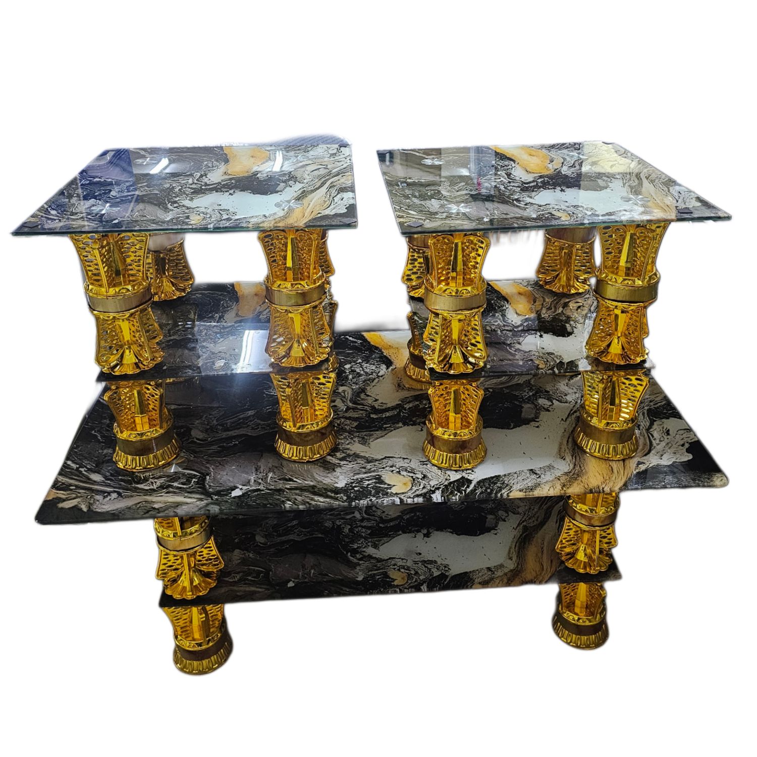 3PCS COFFEE☕ TABLE GLASS +METAL