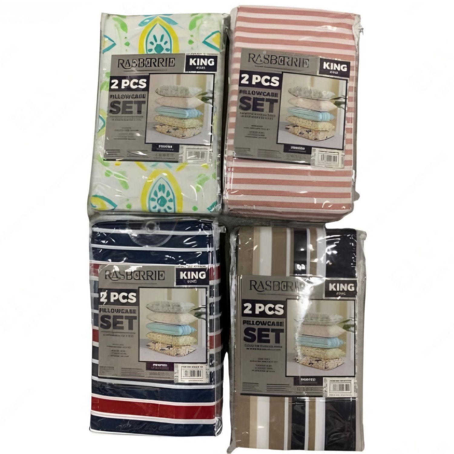 80242754   RASBERRIE 2PCS KING SIZE PILLOW CASE SET