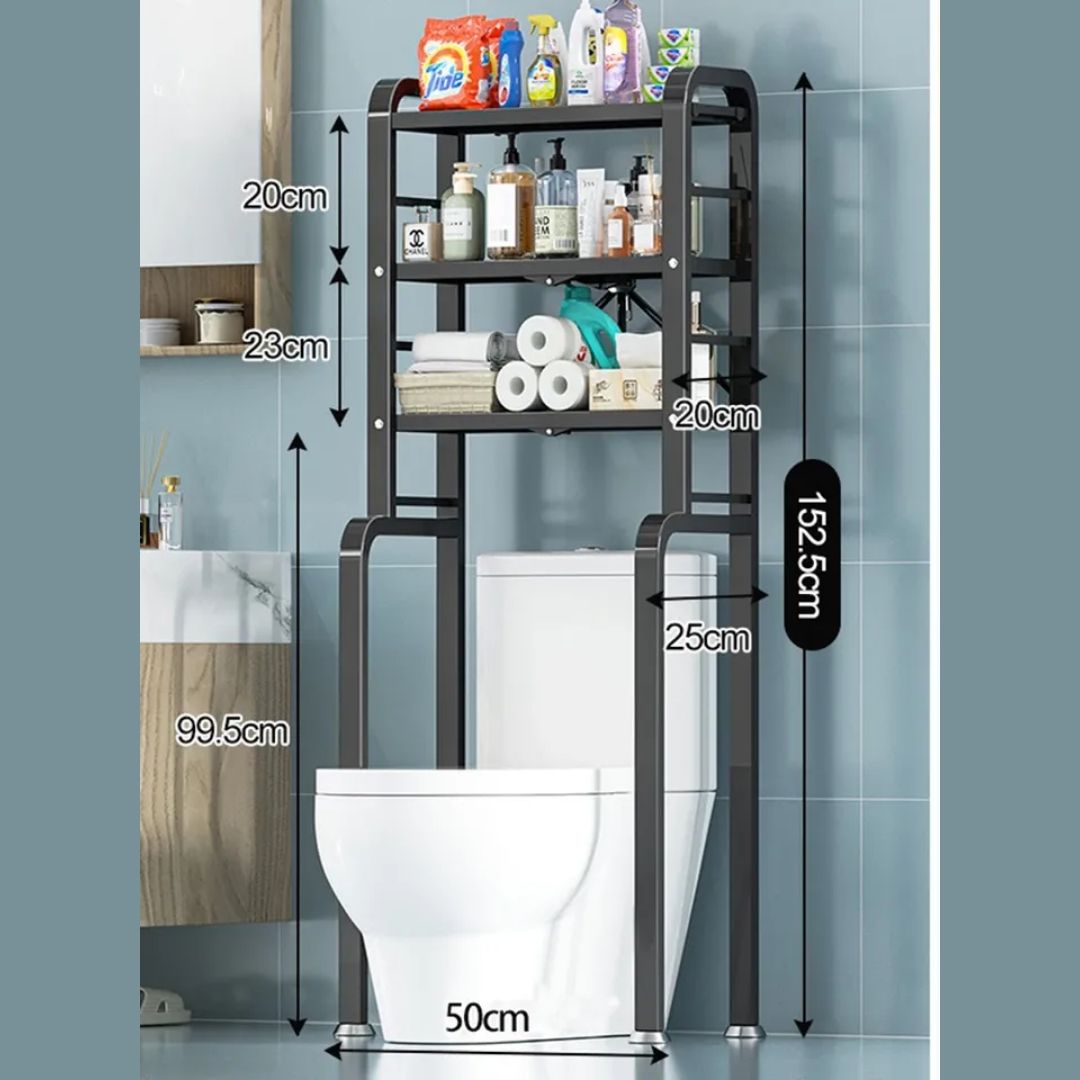 RC86-2 BLACK BATHROOM STORAGE RACK