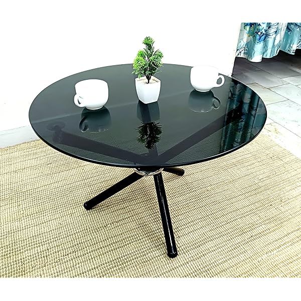 R70128 ROUND GLASS TABLE (BLACK)