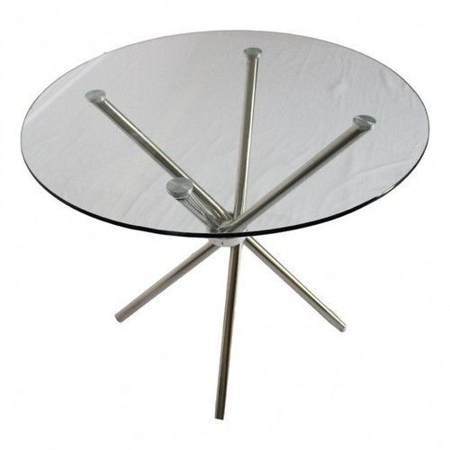 R70100 ROUND GLASS TABLE (SILVER)