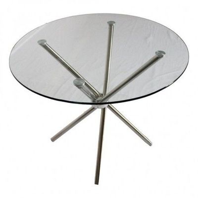 R70100 ROUND GLASS TABLE (SILVER)