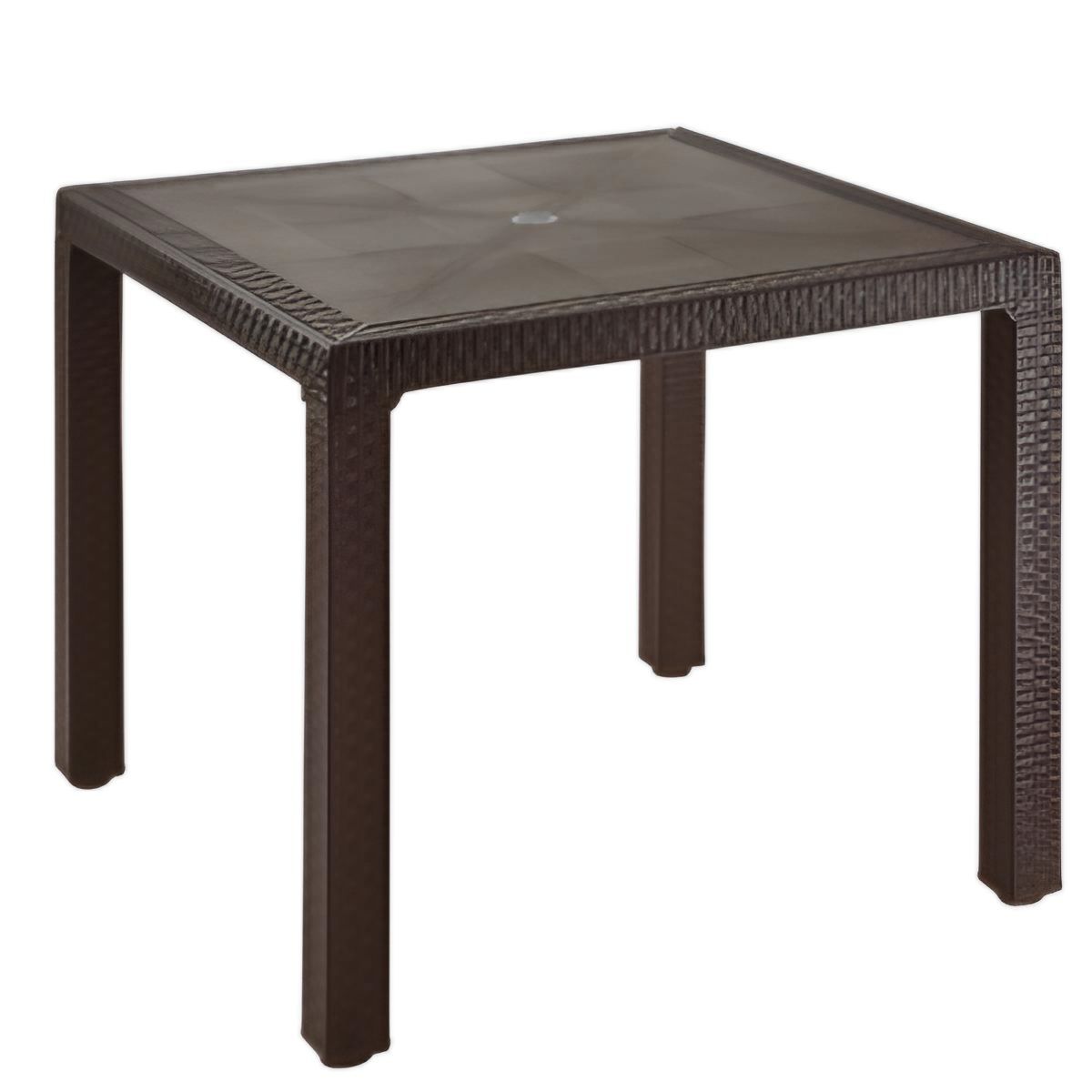 RATTAN  PLASTIC TABLE (BROWN)