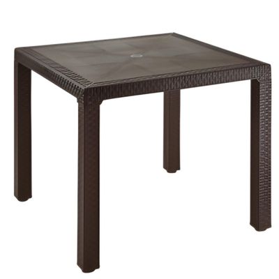 RATTAN  PLASTIC TABLE (BROWN)