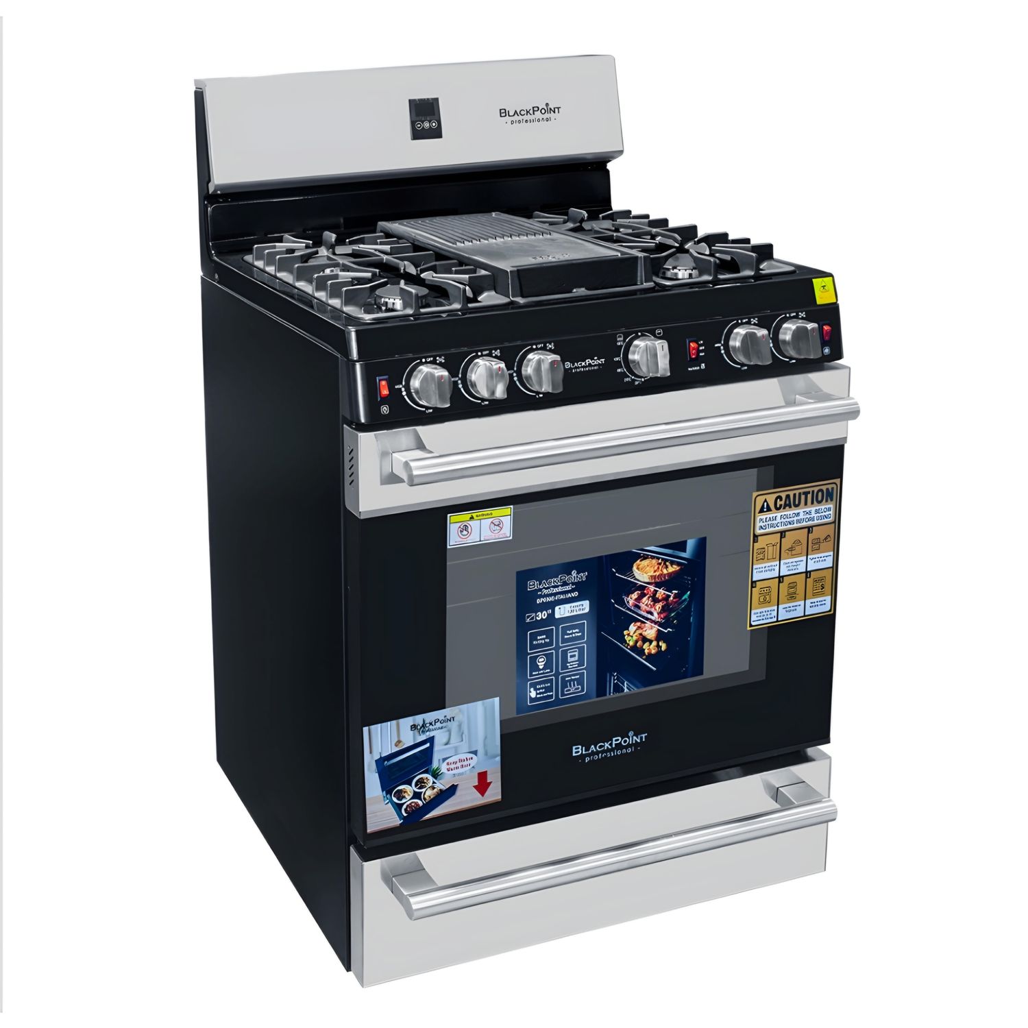 BP030E-SIL ITALIANO BLACKPOINT 30&quot; 5 BURNER GAS STOVE