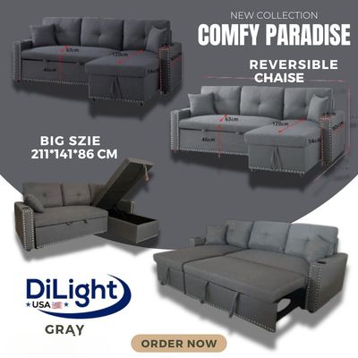 Alexent Traditional Upholstered Fabric Sleeper Sofa -LIGHT GRAY DL-1504-SFB