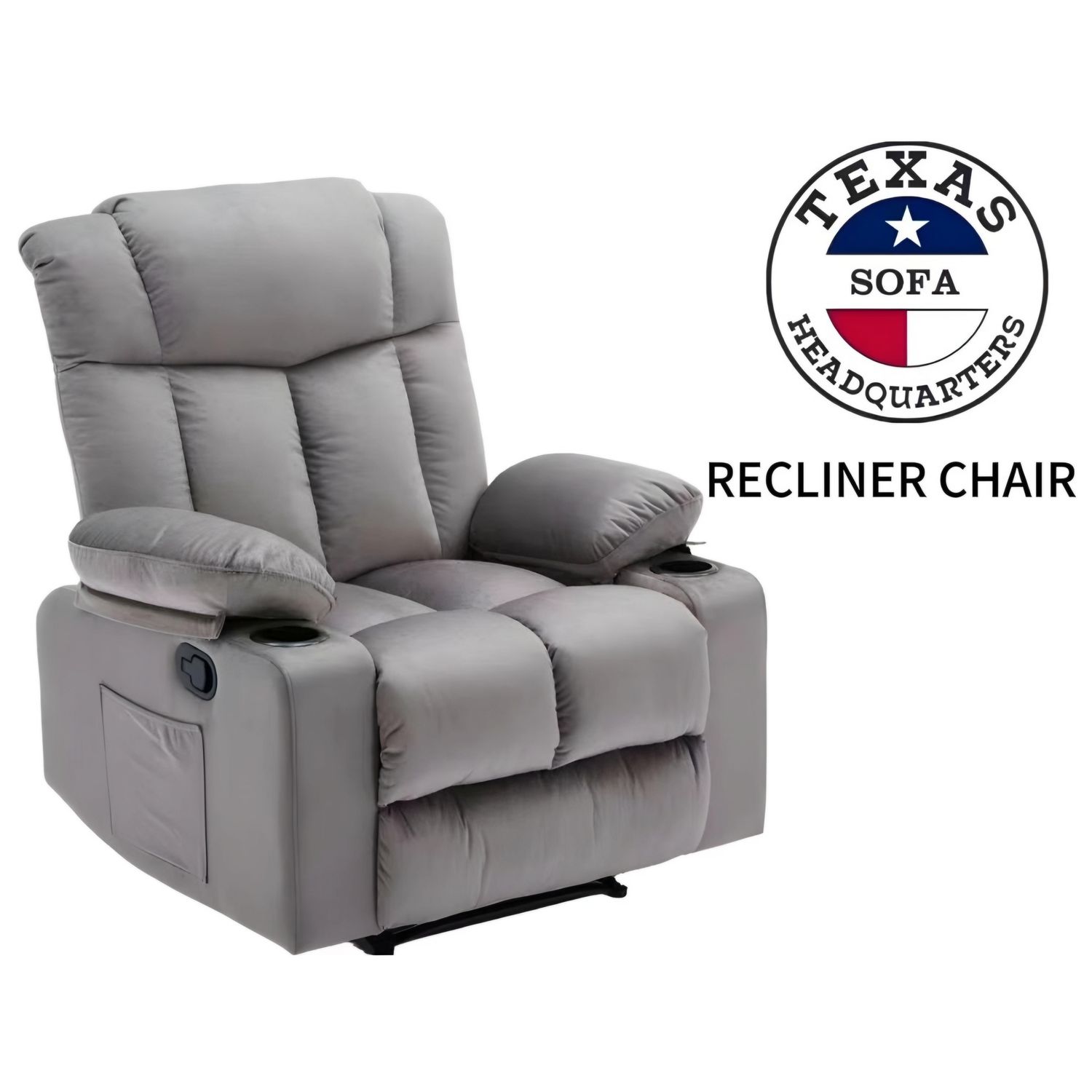 TEXAS SINGLE RECLINER WITH MASSAGER (GREY)