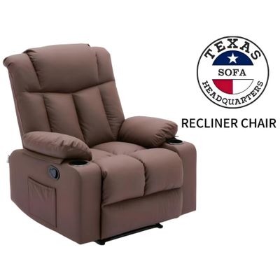 TEXAS SINGLE RECLINER WITH MASSAGER (BROWN)
