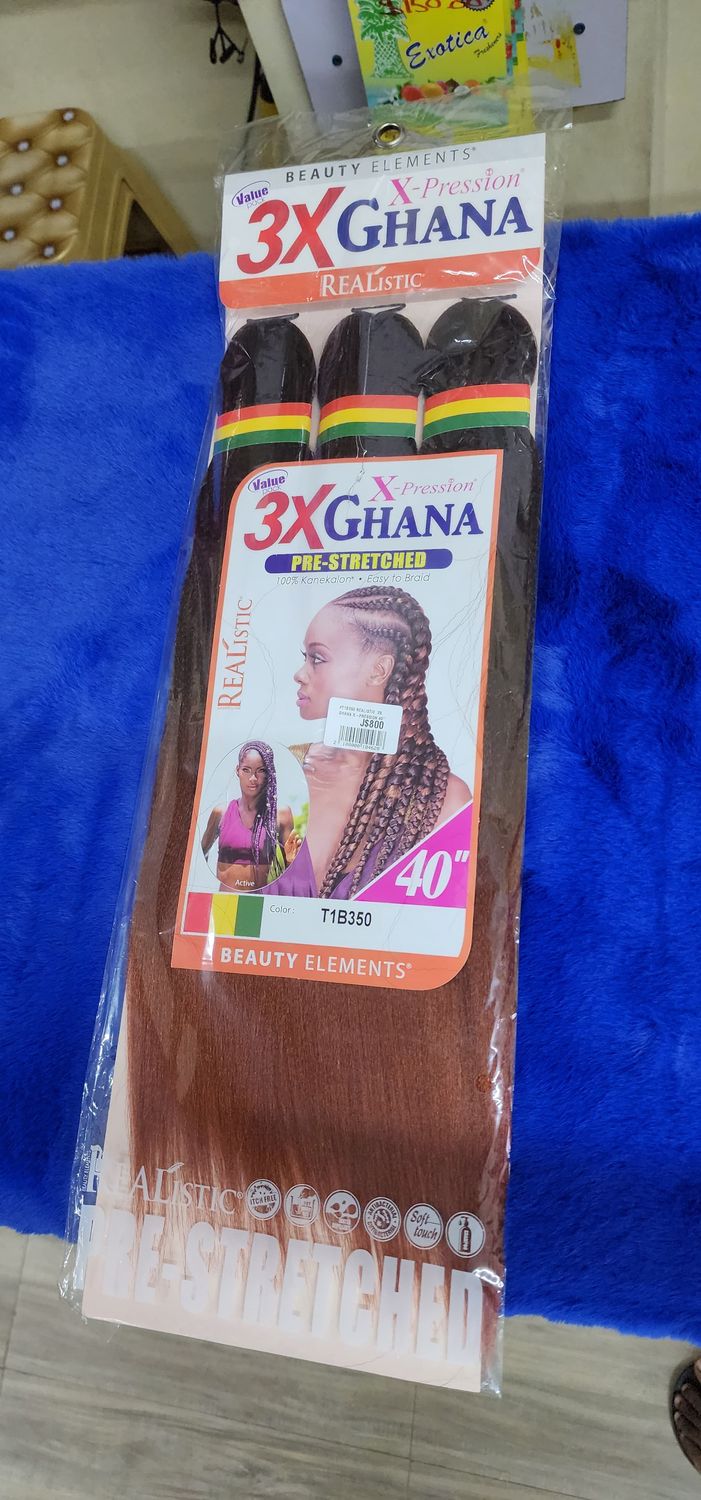 #T1B350 REALISTIC  3X GHANA X-PRESSION 40&quot; HAIR