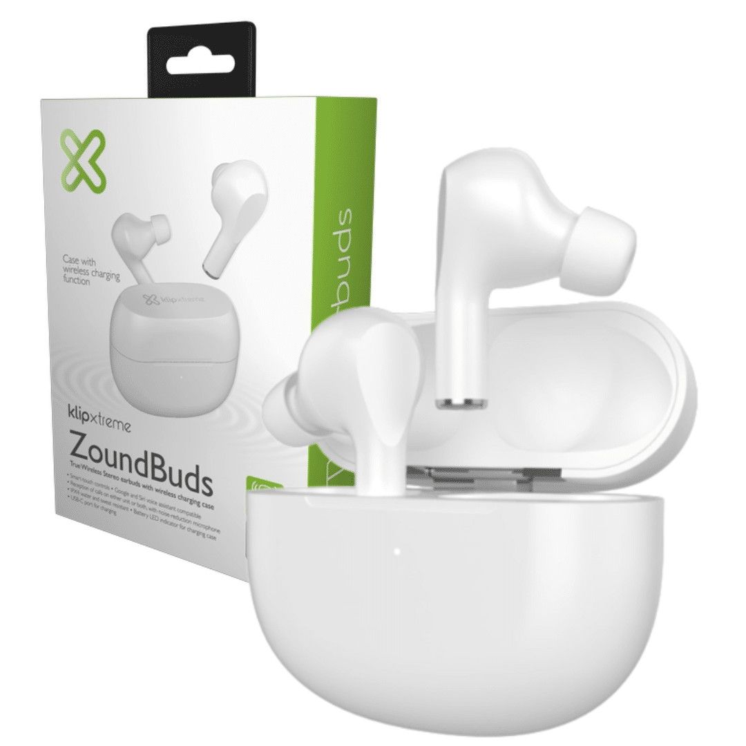 Klip Xtreme - KTE-007WH - True wireless earphones - For Home audio / For Portable electronics / For Tablet / For Cellular phone - Wireless - Touch - 26Hrs White