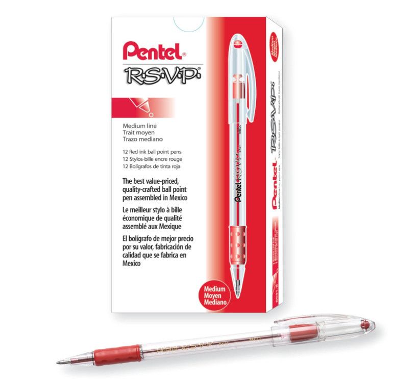 PENTEL RSVP RED MEDIUM PEN