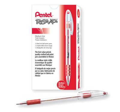 PENTEL RSVP RED MEDIUM PEN