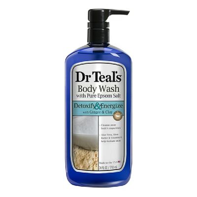 DR TEAL&#39;S BODY WASH WITH PURE EPSOM SALT DETOXIFY &amp; ENERGIZE GINGER &amp; CLAY &amp; ESSENTIAL OIL 710ML