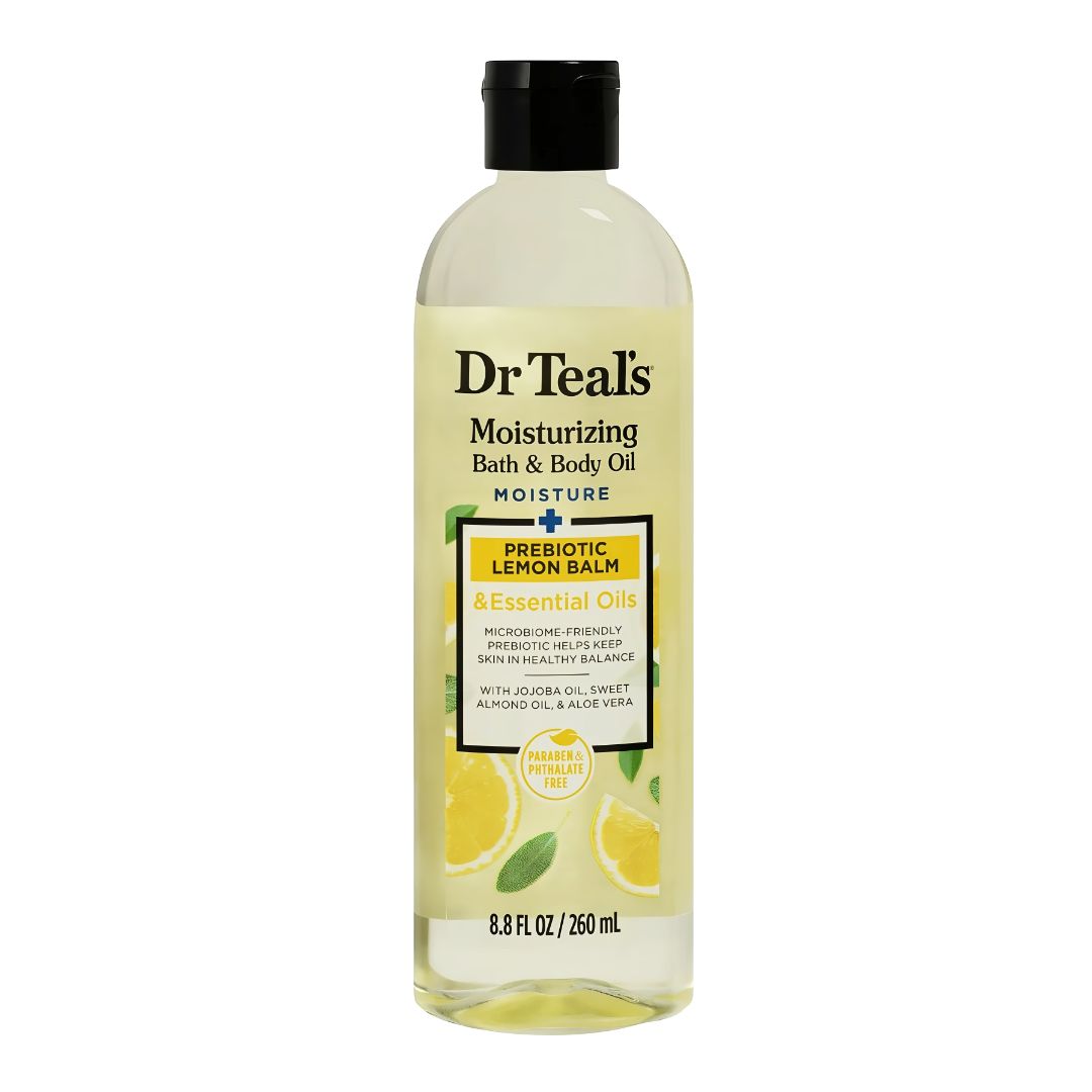 DR TEAL&#39;S BATH &amp; BODY OIL PREBIOTIC LEMON BALM 260ML