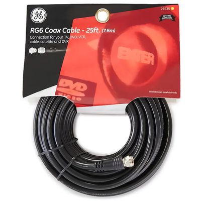 27535 GE RG6 COAX CABLE /25FT. 7.6M