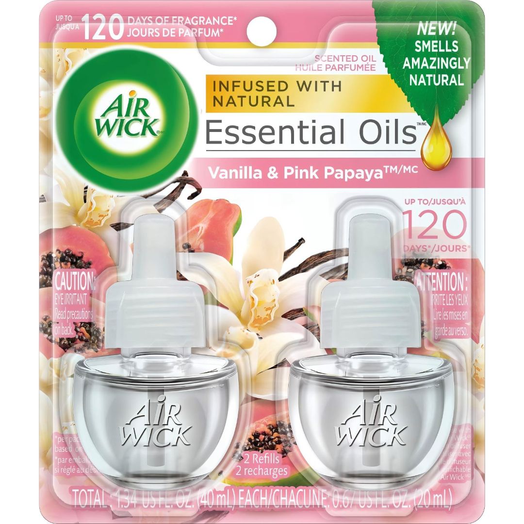 AIR WICK SCENTED OIL TWIN REFILL VANILLA &amp; PINK PAPAYA tm/mc 40ML