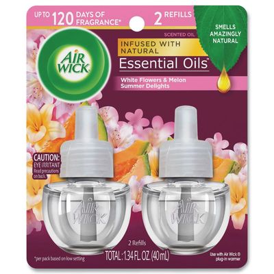 AIR WICK SCENTED OIL TWIN REFILL WHITE FLOWERS &amp; MELON SUMMER DELIGHTS 40ML