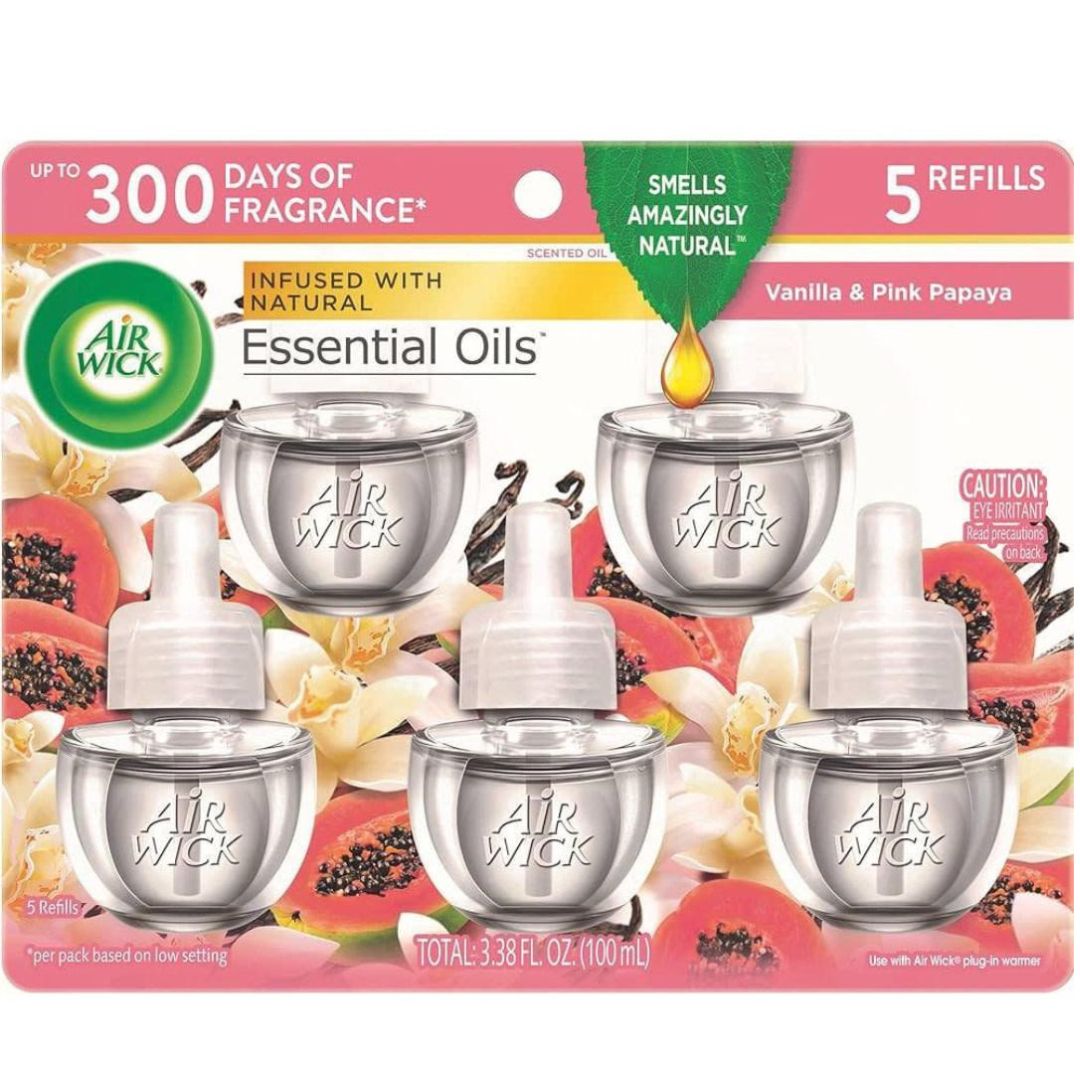 AIR WICK SCENTED OIL REFILL 5-COUNT VANILLA &amp; PAPAYA 100ML 3.3FL. OZ.