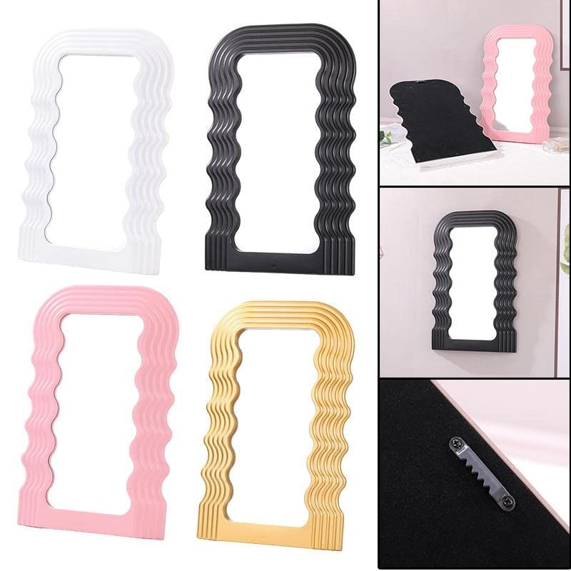 MX011 Club Bollywood®Hanging Wall Mirror Makeup Mirror Wave Pattern Frame for Bedroom White|Home &amp; Garden | |1 Piece Makeup Mirror