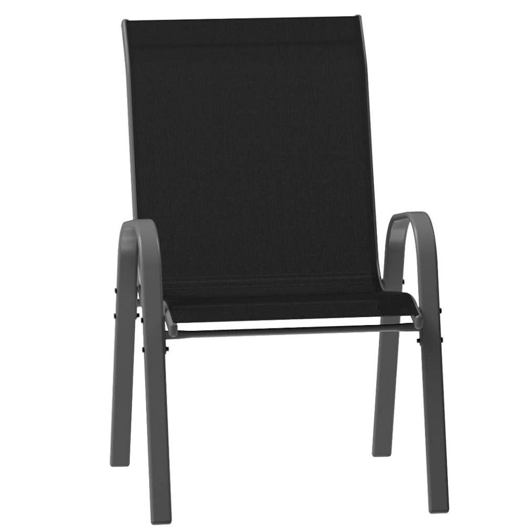 JGX-063B Amopatio Garden Chair, Patio Chair Stackable Dining Chairs for All Weather, Breathable Garden Outdoor Furniture for Backyard, Black